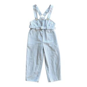 Petit Bateau Blue Railroad Stripe Baby Jumpsuit Overalls 18 Months